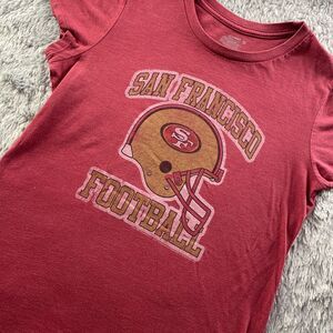San Francisco 49ers Shirt Womens Medium Red White Gold Helmet NFL Football Retro